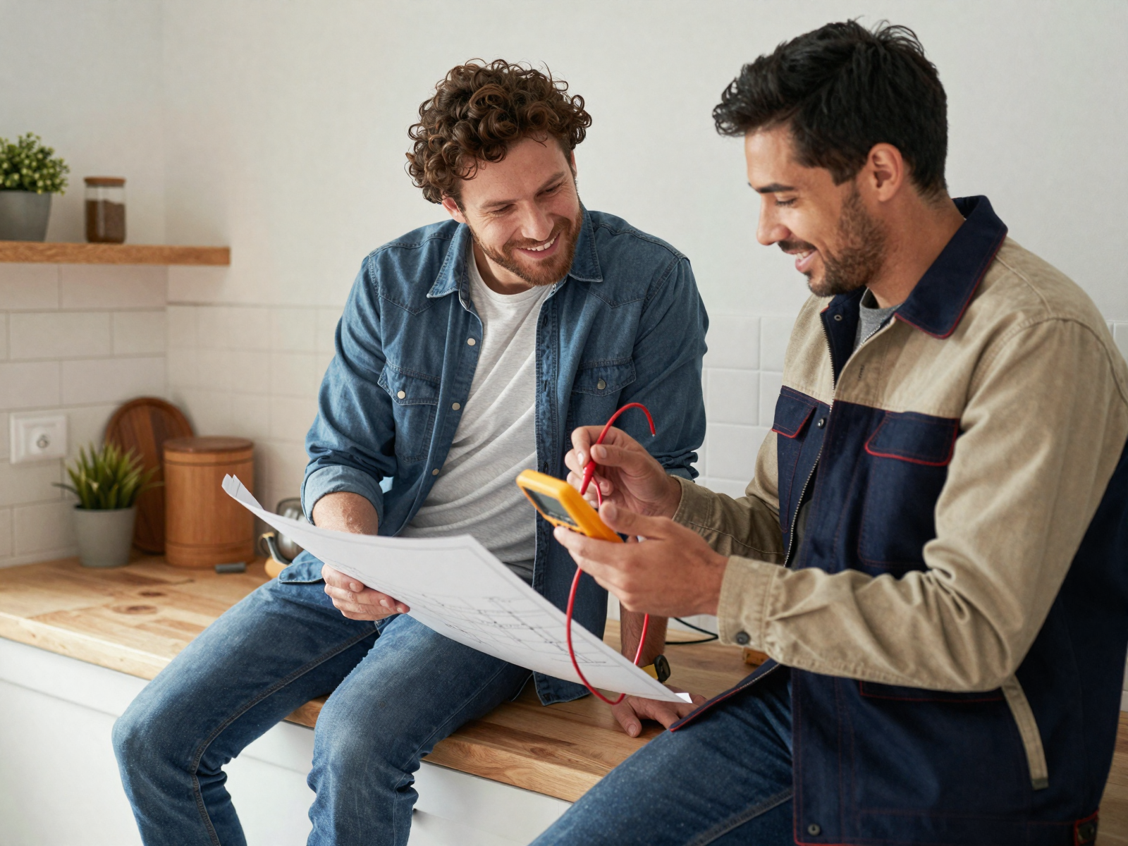 Professional electrician at work